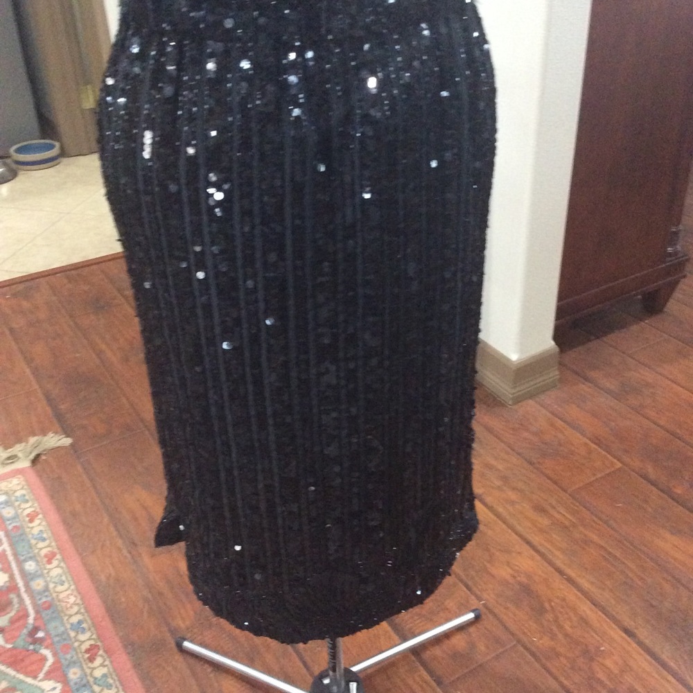 SKC sequined black silk skirt size medium